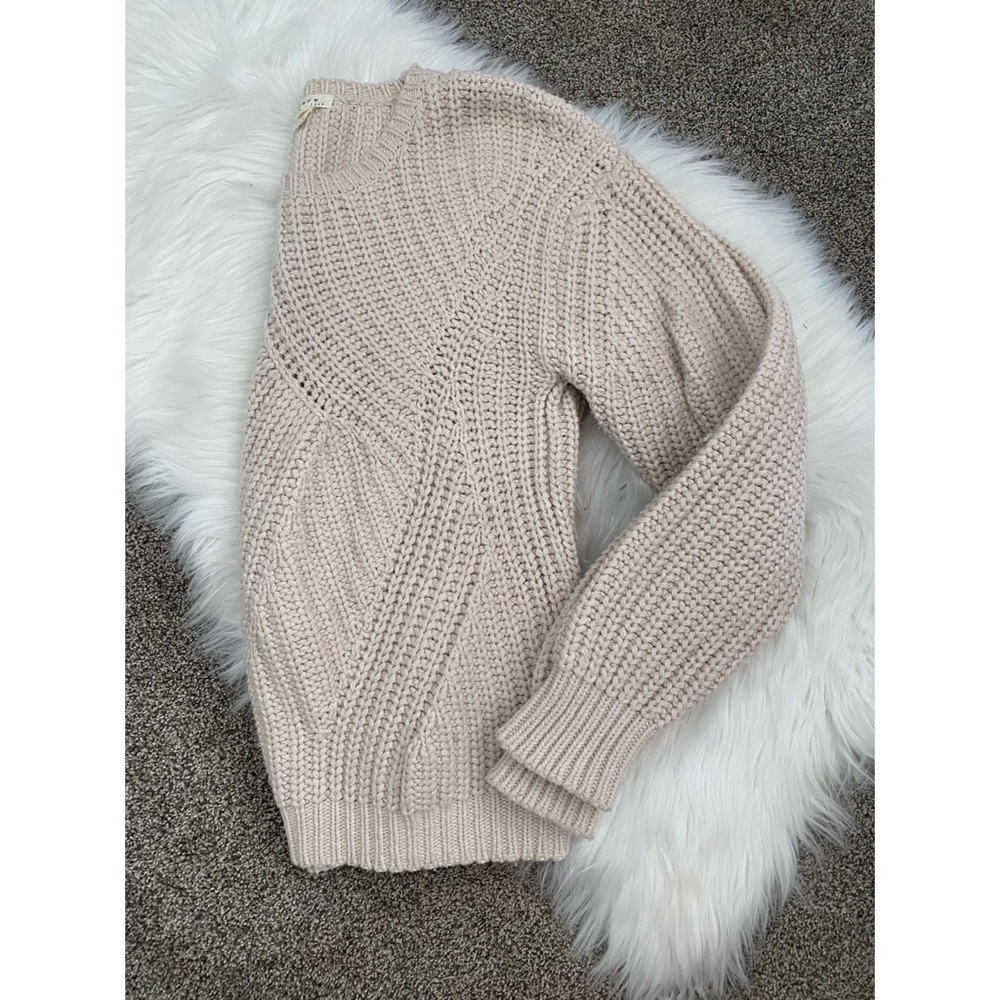 Soft Joie Cotton & Wool Chunky Neutral Fisherman Sweater